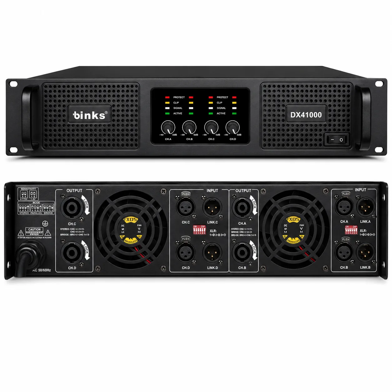 Binks DX41000CP Class D 4 сувгийн чадлын өсгөгч